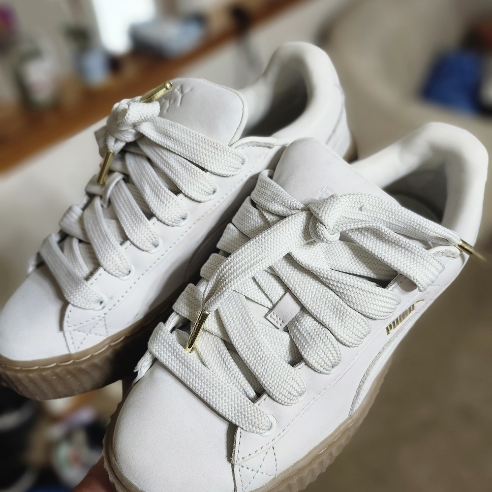 Fenty X Puma White Sneakers with Gold Details